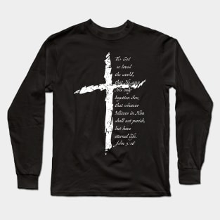 John 3:16 Christian Cross Salvation Bible Verse Long Sleeve T-Shirt